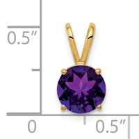 14K 7mm Yellow Gold Round Amethyst Pendant view 4