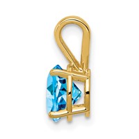 14K 7mm Yellow Gold Round Blue Topaz Pendant view 2