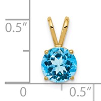 14K 7mm Yellow Gold Round Blue Topaz Pendant view 3