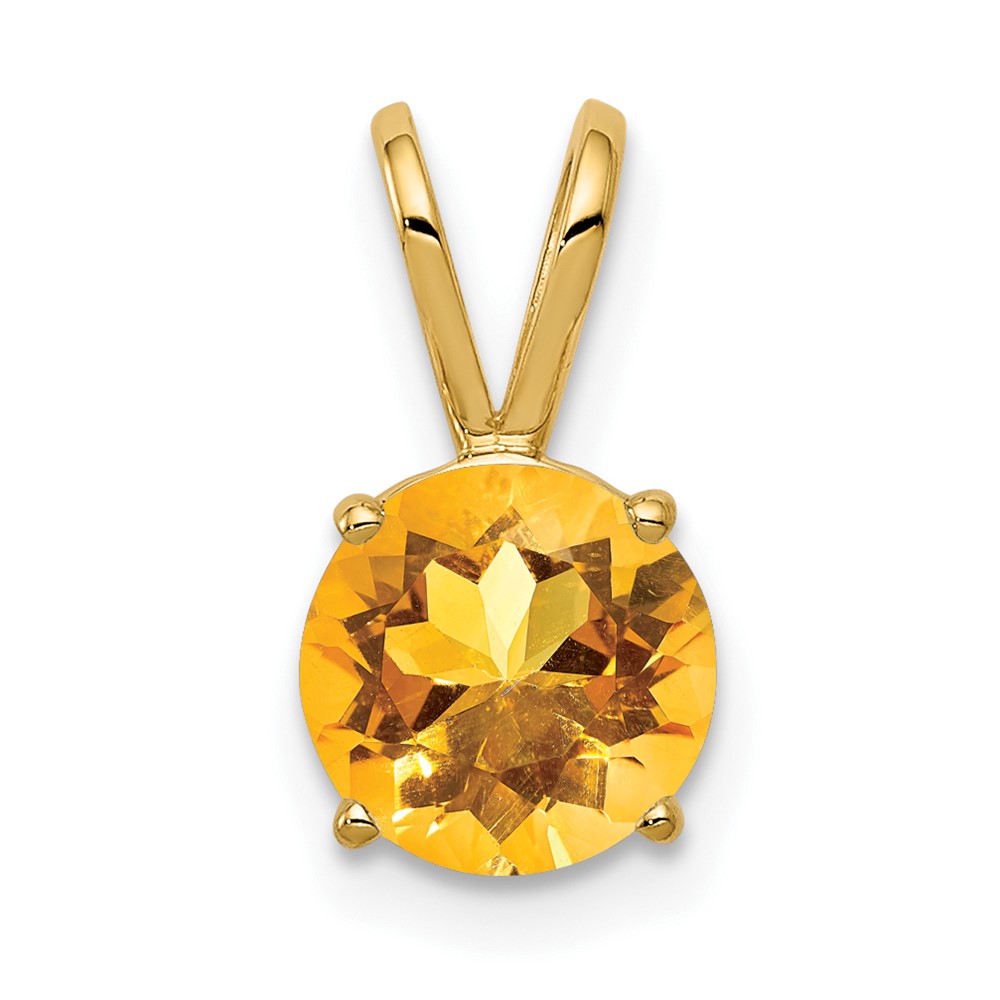 14K 7mm Round Citrine Pendant