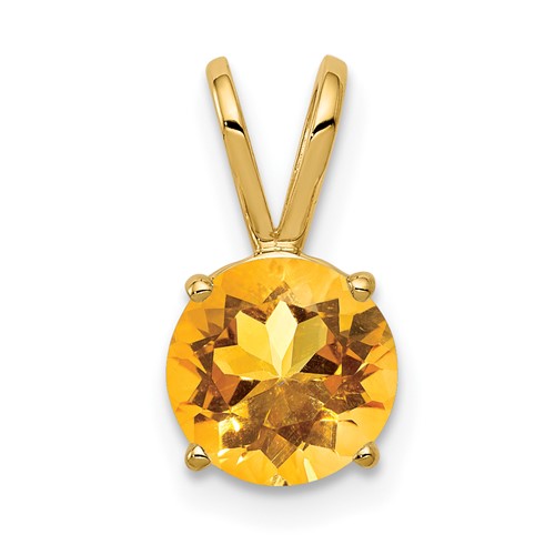 14K 7mm Yellow Gold Round Citrine Pendant