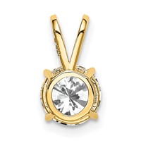 14K 7mm Yellow Gold Round Cubic Zirconia Pendant view 3