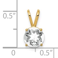 14K 7mm Yellow Gold Round Cubic Zirconia Pendant view 4
