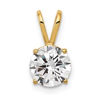 14K 7mm Yellow Gold Round Cubic Zirconia Pendant view 1
