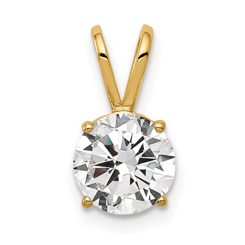 14K 7mm Yellow Gold Round Cubic Zirconia Pendant