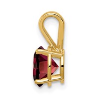 14K 7mm Yellow Gold Round Garnet Pendant view 2
