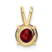 14K 7mm Yellow Gold Round Garnet Pendant view 3