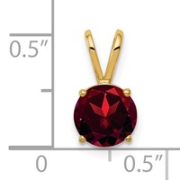 14K 7mm Yellow Gold Round Garnet Pendant view 4