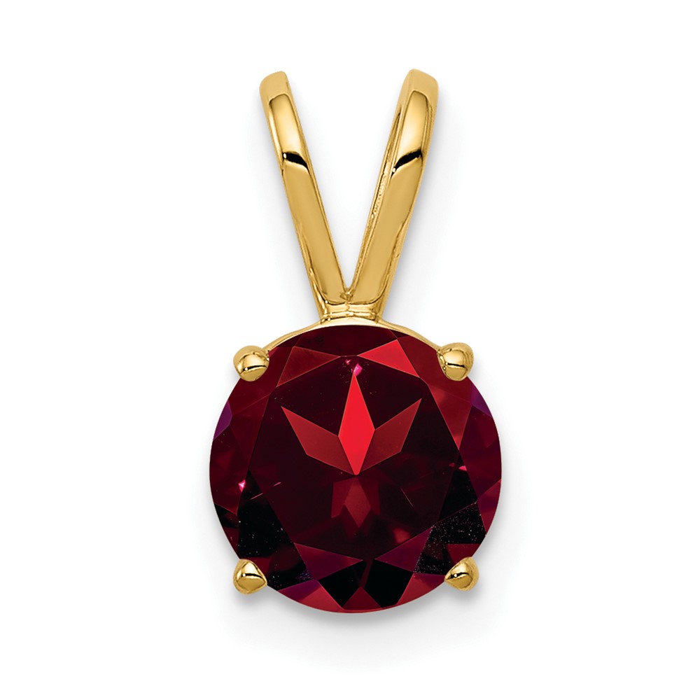 14K 7mm Yellow Gold Round Garnet Pendant