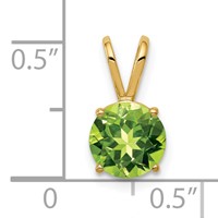 14K 7mm Yellow Gold Round Peridot Pendant view 3