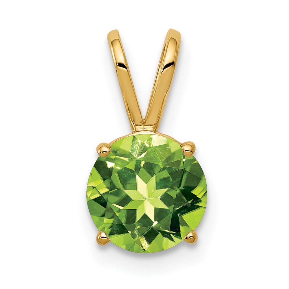 14K 7mm Yellow Gold Round Peridot Pendant