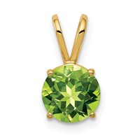 14K 7mm Yellow Gold Round Peridot Pendant view 1