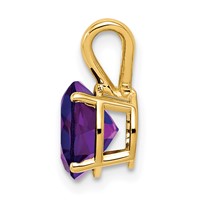 14K 8mm Yellow Gold Round Amethyst Pendant view 2