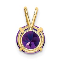 14K 8mm Yellow Gold Round Amethyst Pendant view 3
