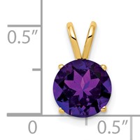 14K 8mm Yellow Gold Round Amethyst Pendant view 4
