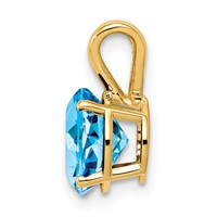 14K 8mm Yellow Gold Round Blue Topaz Pendant view 2