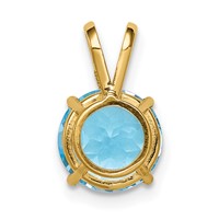 14K 8mm Yellow Gold Round Blue Topaz Pendant view 3