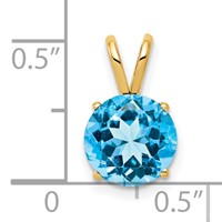 14K 8mm Yellow Gold Round Blue Topaz Pendant view 4