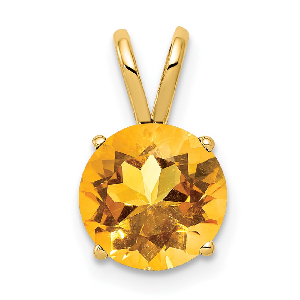 14K 8mm Round Citrine Pendant