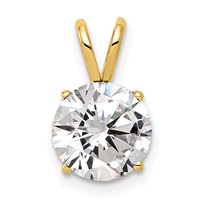 14K 8mm Round Cubic Zirconia Pendant view 1