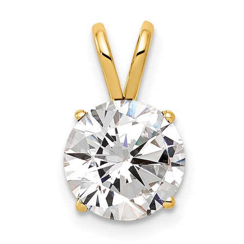 14K 8mm Yellow Gold Round Cubic Zirconia Pendant
