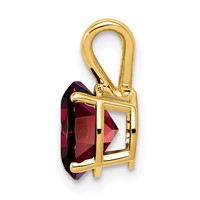 14K 8mm Yellow Gold Round Garnet Pendant view 2
