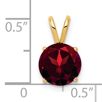14K 8mm Yellow Gold Round Garnet Pendant view 4