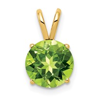 14K 8mm Yellow Gold Round Peridot Pendant view 1