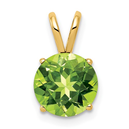 14K 8mm Yellow Gold Round Peridot Pendant
