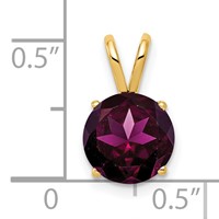14K 8mm Round Rhodolite Garnet Pendant view 2