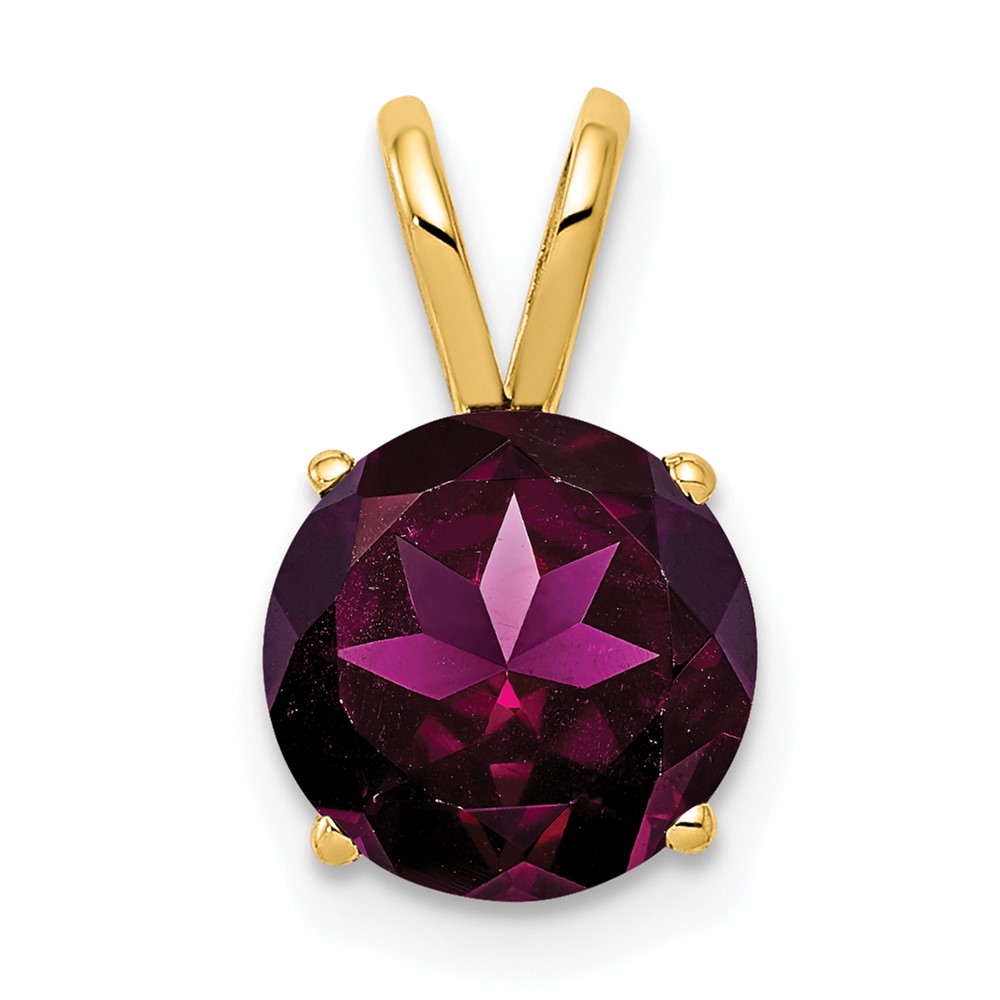 14K 8mm Round Rhodolite Garnet Pendant