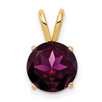 14K 8mm Round Rhodolite Garnet Pendant view 1