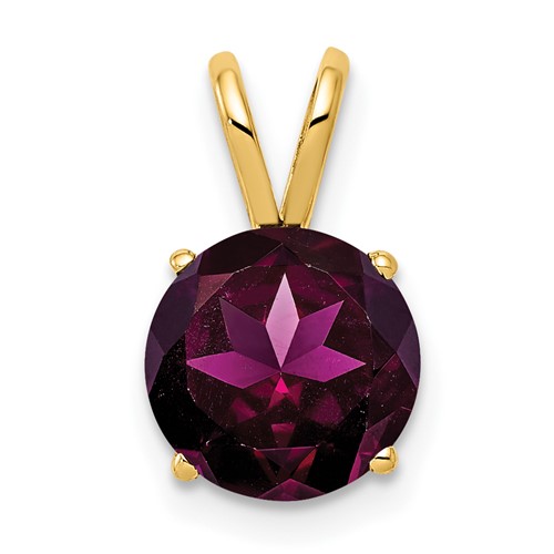 14K 8mm Yellow Gold Round Rhodolite Garnet Pendant