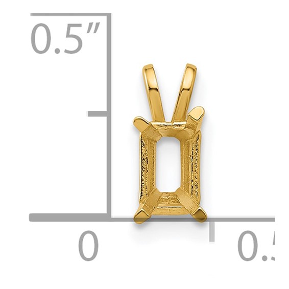14k 6x4mm Emerald-cut Stone Pendant Mounting