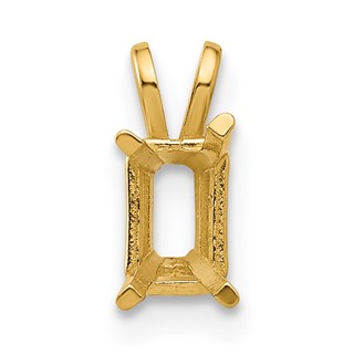 14k 6x4mm Emerald-cut Stone Pendant Mounting