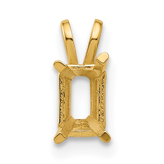 14k 6x4mm Emerald-cut Stone Pendant Mounting