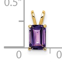 14K Yellow Gold 6x4mm Emerald-cut Amethyst Pendant view 3
