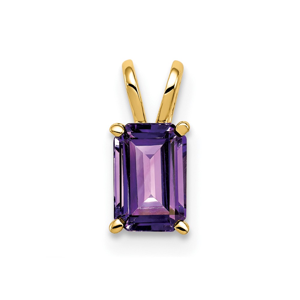 14K Yellow Gold 6x4mm Emerald-cut Amethyst Pendant