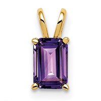 14K Yellow Gold 6x4mm Emerald-cut Amethyst Pendant view 1