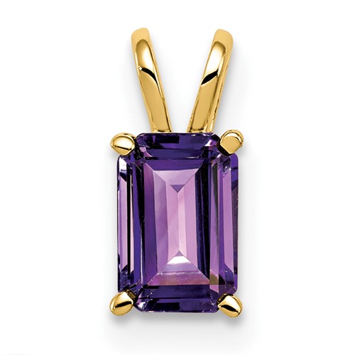 14K Yellow Gold 6x 4mm Emerald-cut Amethyst Pendant