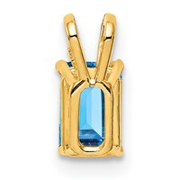 14K Yellow Gold 6x4mm Emerald-cut Blue Topaz Pendant view 3
