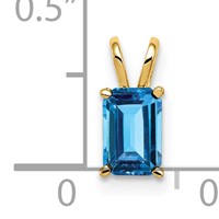 14K Yellow Gold 6x4mm Emerald-cut Blue Topaz Pendant view 2