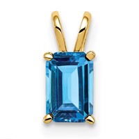 14K Yellow Gold 6x4mm Emerald-cut Blue Topaz Pendant view 1