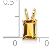 14K Yellow Gold 6x 4mm Emerald-cut Citrine Pendant view 3