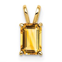 14K Yellow Gold 6x 4mm Emerald-cut Citrine Pendant view 1