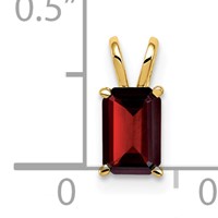 14K Yellow Gold 6x 4mm Emerald-cut Garnet Pendant view 3