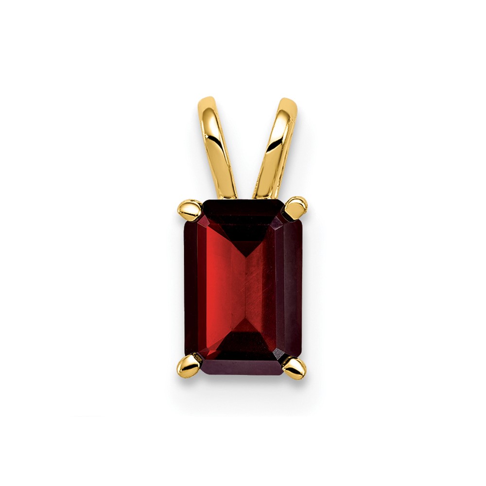 14K Yellow Gold 6x 4mm Emerald-cut Garnet Pendant