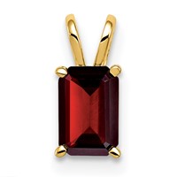 14K Yellow Gold 6x 4mm Emerald-cut Garnet Pendant view 1