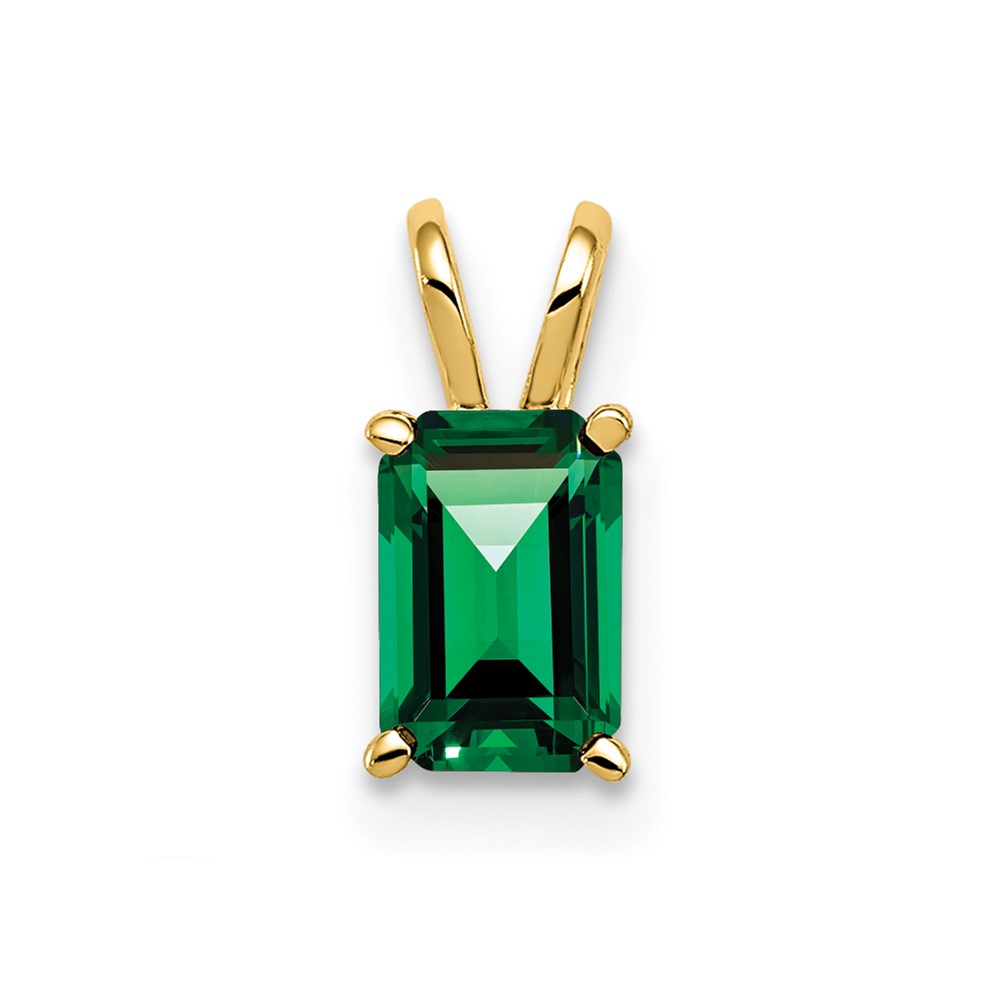 14K Yellow Gold 6x 4mm Emerald-cut Mount St. Helens Pendant