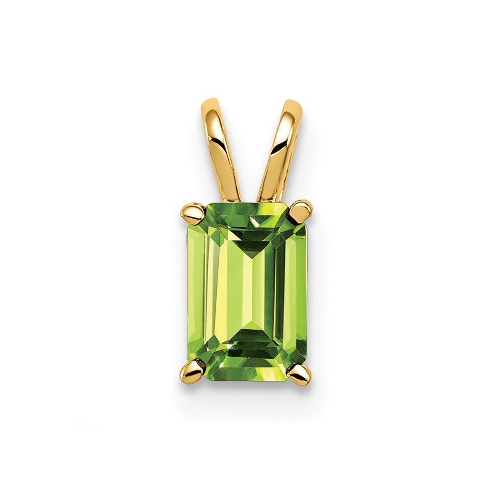 14K Yellow Gold 6x4mm Emerald-cut Peridot Pendant